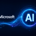 Microsoft AI futuristic data flow
