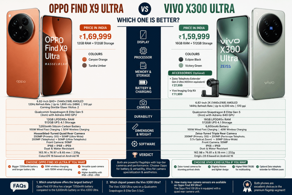 Oppo Find X9 Ultra vs Vivo X300 Ultra